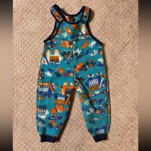 Vintage Patagonia Teal Fleece Overalls with Orange and Navy Accents